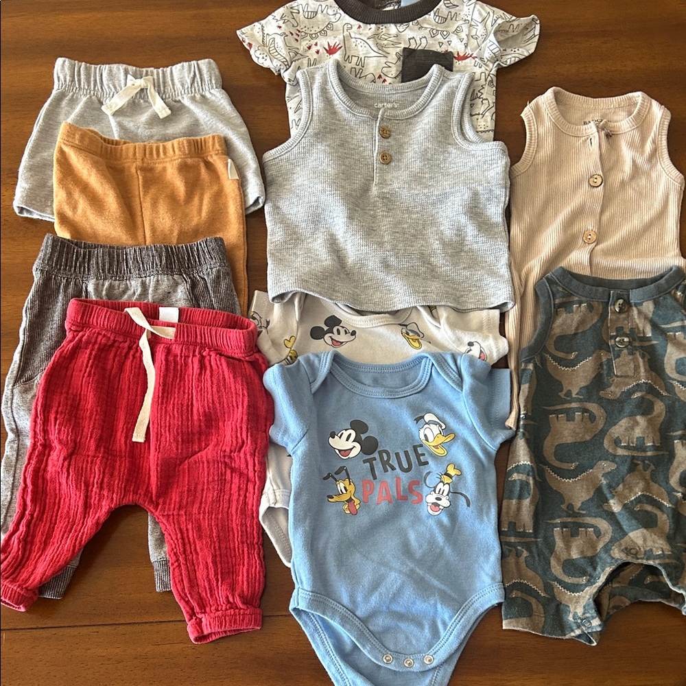 Disney Blue and Cream Baby Onesies with Characters